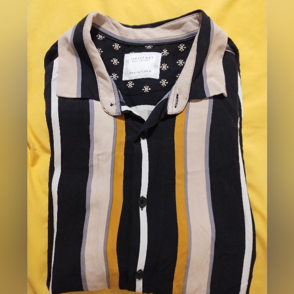 Cactus Man Black &Gold Stripped Shirt
